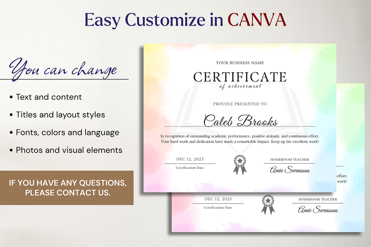 Certificate Template In Canva - CB, a Stationery Template by AntDesignStudio (Photo 2 of 5)