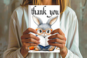 Bunny with Book Clipart PNG Bundle, an Illustration by Libby Wishes (Thumbnail 5 of 5)