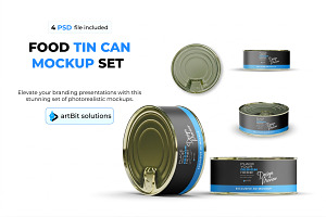 Food Tin Can Mockup Set, a Cups & Container Mockup by artBit Design Studio