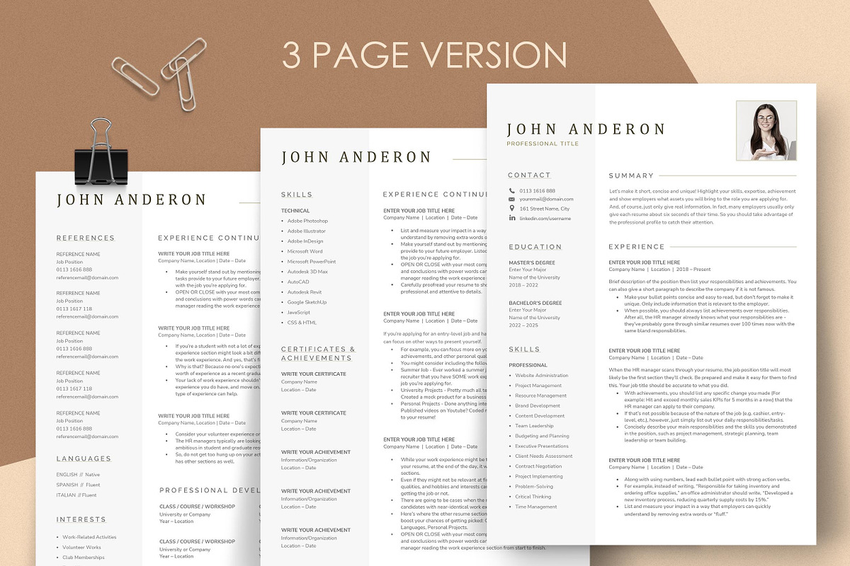 Resume Template Word, Pro Resume, a Resume Template by resumetemplathttps://d3es (Photo 3 of 7)