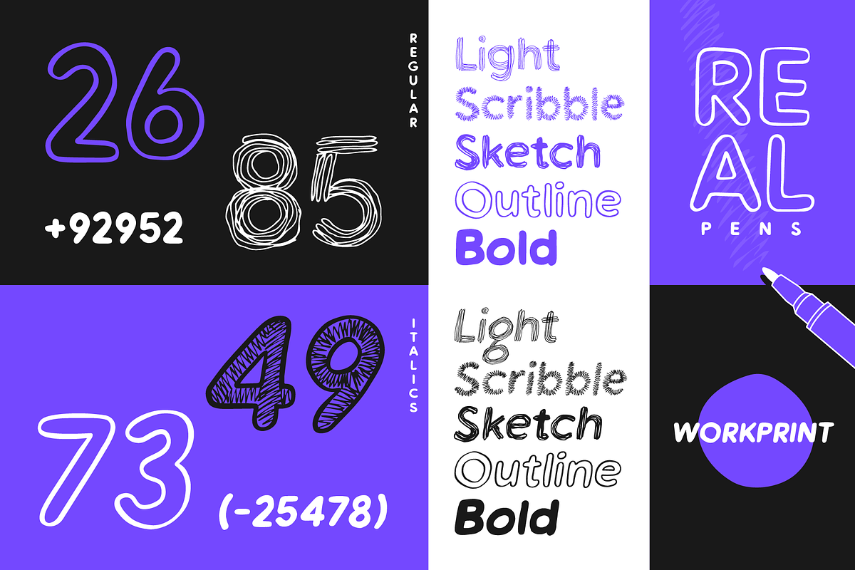 Workprint – A Hand-drawn Sans Serif, a Sans Serif Font by Wingsart Studio (Photo 5 of 12)