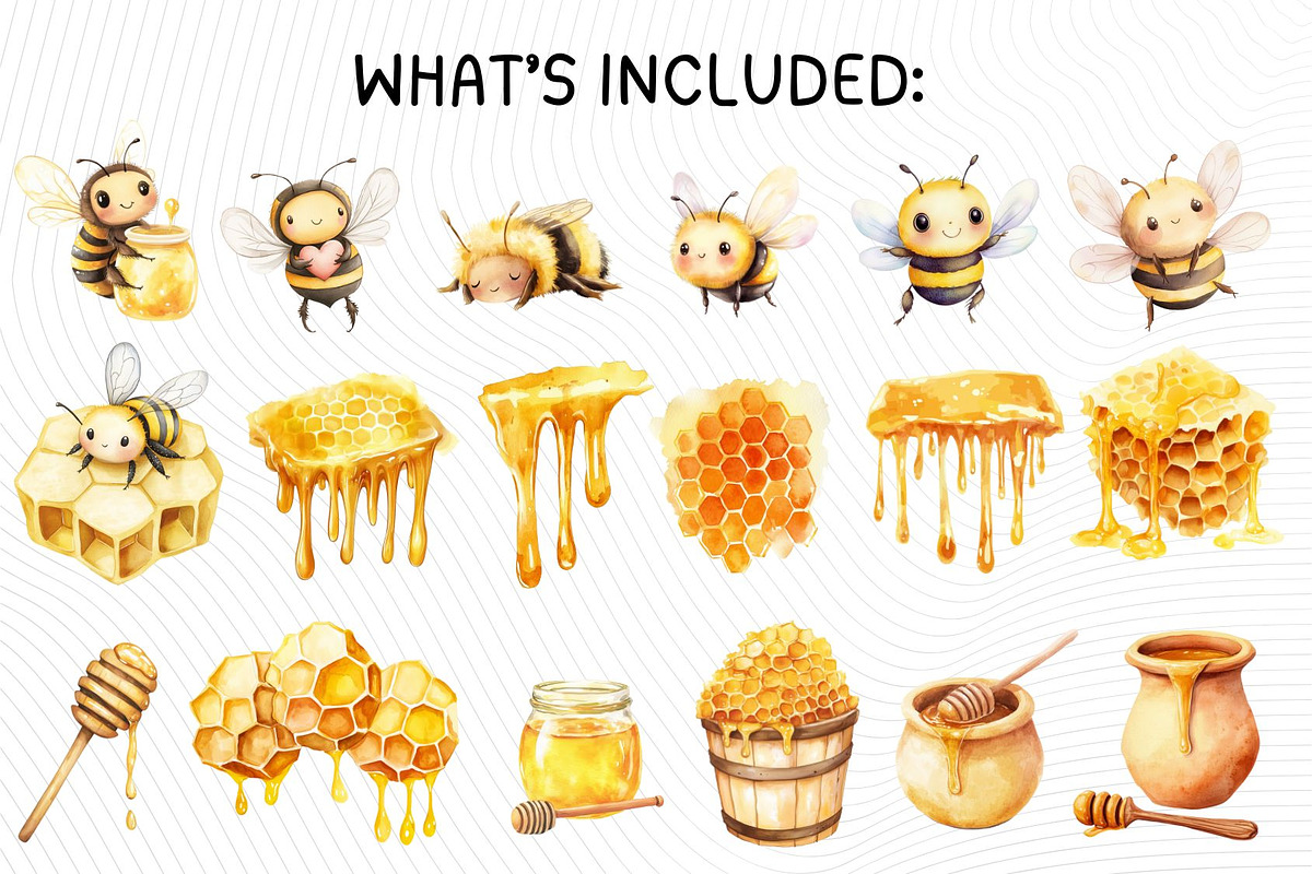Bee and Honey Clipart Bundle, an Illustration by PassionPNGcreation (Photo 2 of 12)