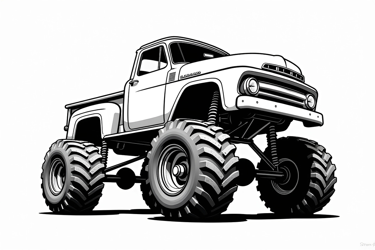Monster Truck Line Art Bundle, an Illustration by Designs_River (Photo 4 of 9)