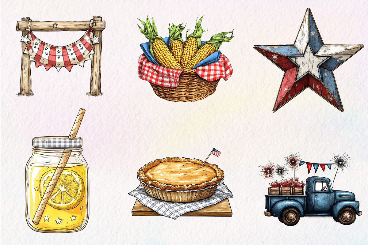 Rustic 4th of July Clipart, an Illustration by CreationArt (Photo 5 of 5)
