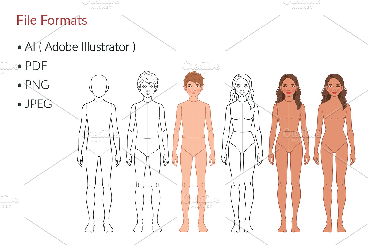 Preteen Fashion Croquis Bundle, a Person Illustration by Shorena Fashion Draws (Photo 7 of 13)
