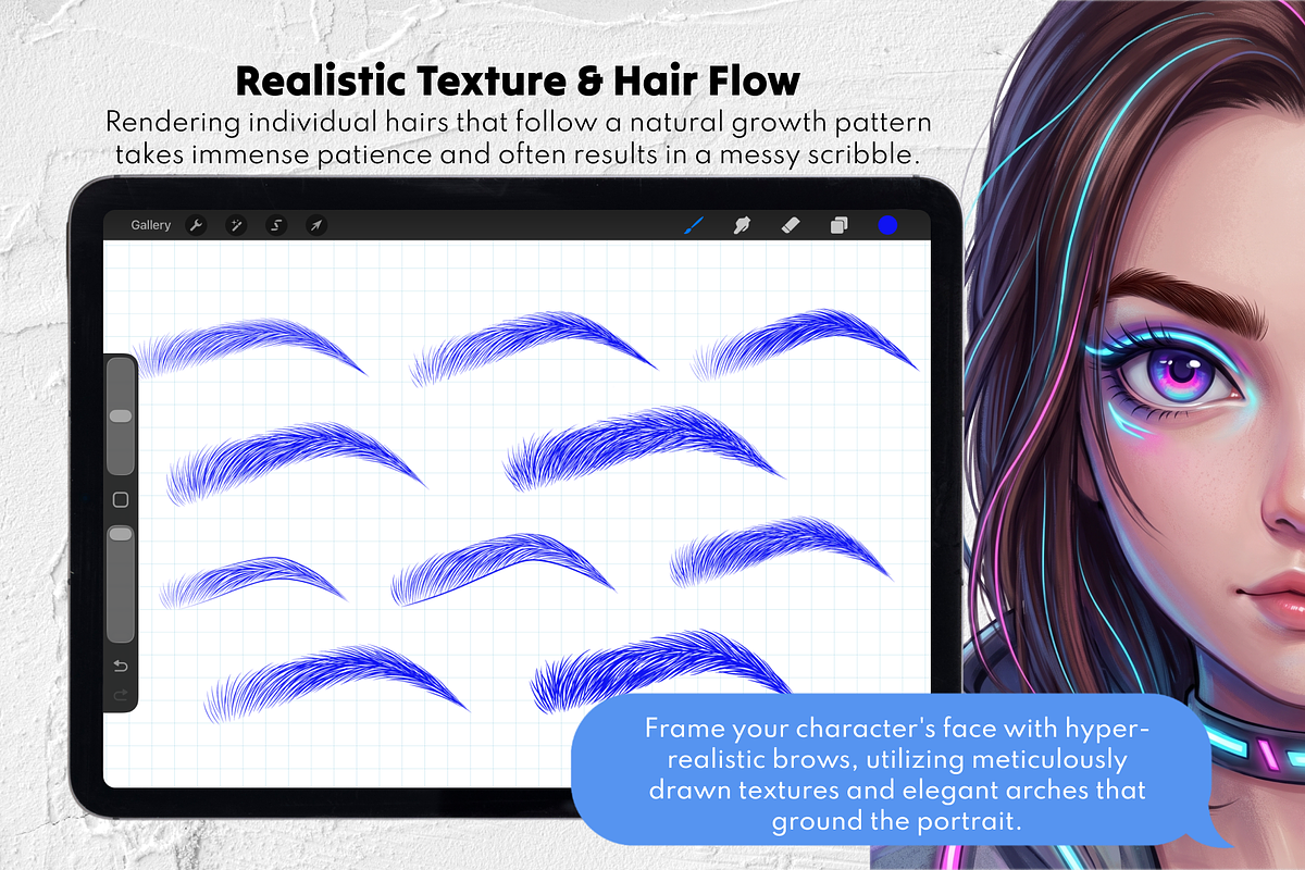 Procreate Eyebrow Stamps, a Brush Add-On by Selentaori Studio (Photo 5 of 12)