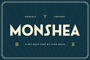 Monshea - Bold Art Deco Sans Font, a Sans Serif Font by Typia Nesia (Thumbnail 1 of 12)