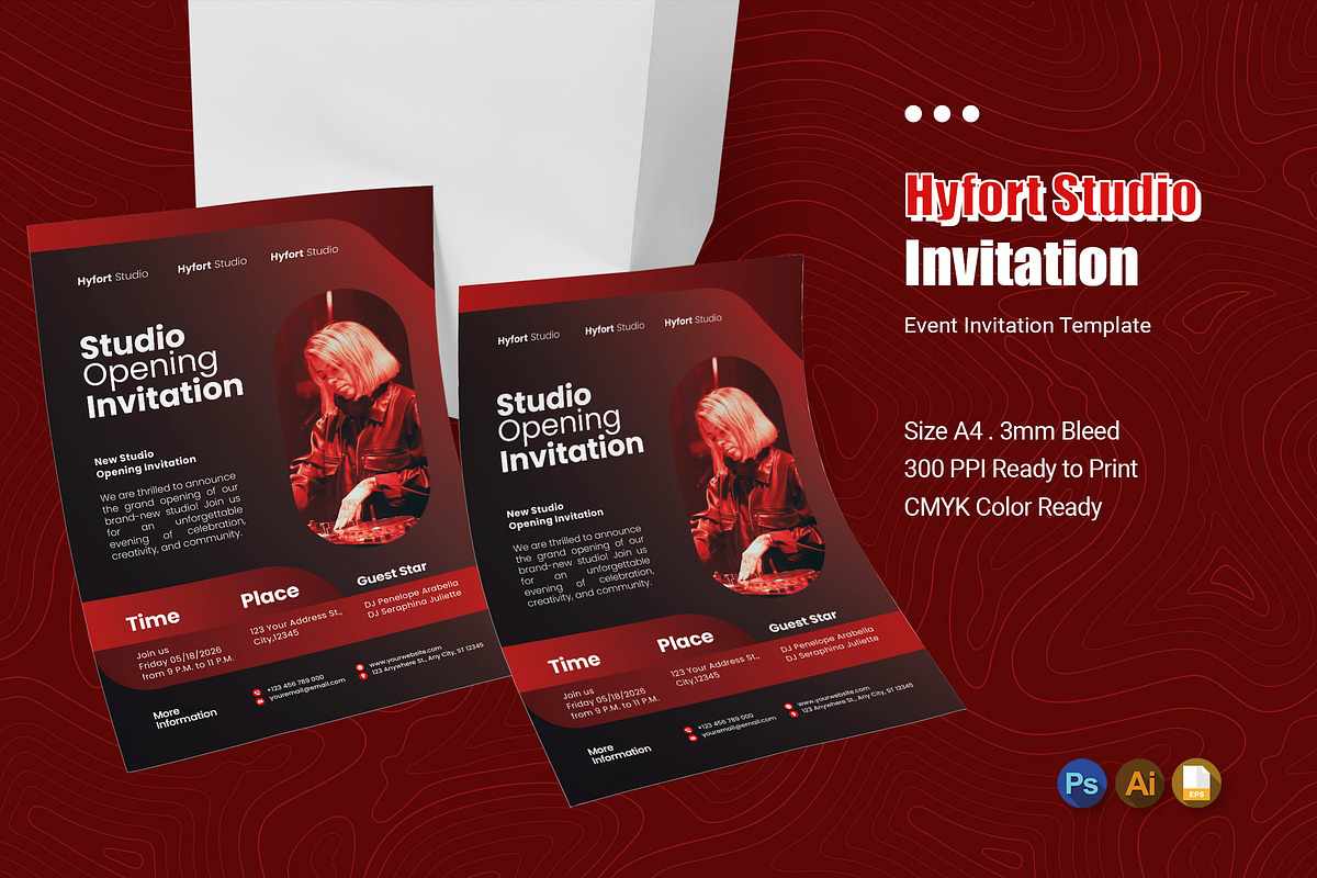 Hyfort Studio - Event Invitation, an Invitation Template by Esensifiksi.studio (Photo 1 of 3)
