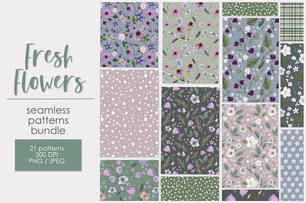 Fresh flowers. Patterns bundle.