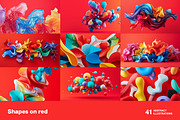 Shapes on red. 41 images, a Background Graphic by Handmadefont (Thumbnail 6 of 11)