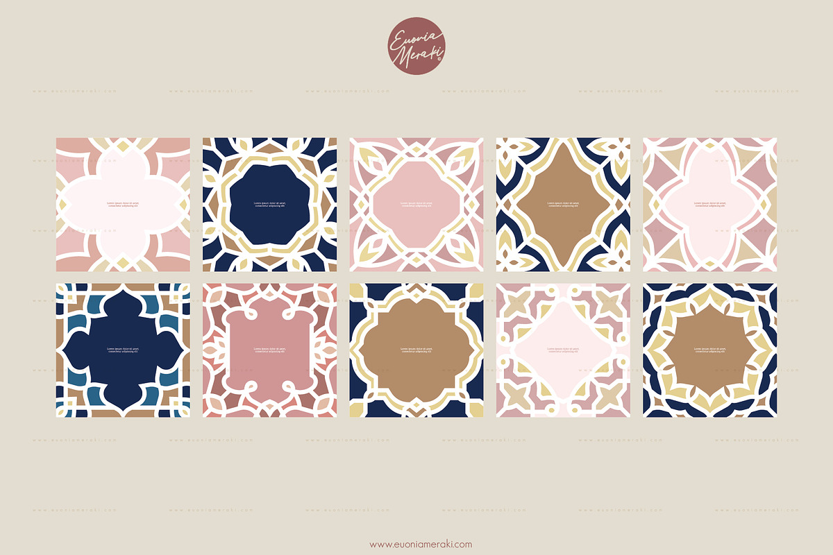 Moroccan Tiles Vintage Backgrounds, a Background Graphic by Euonia Meraki (Photo 2 of 8)