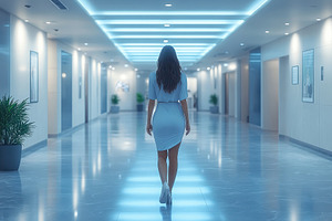 Woman in a bodycon dress walking dow, a Photo by Tanuart