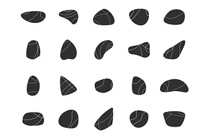 Black pebble stones. Decorative grey, an Illustration by LadadikArt