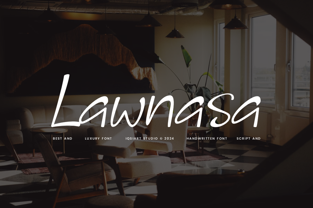 Lawnasa - Aesthetic Font, a Handwritten Font by Iqsiart Studio (Photo 1 of 6)