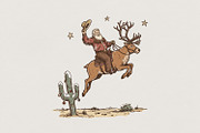 Santa Riding Reindeer PNG, Cowboy, an Illustration by SharpMarketplace (Thumbnail 1 of 3)