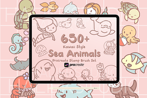 650 Sea Animals Procreate Stamps