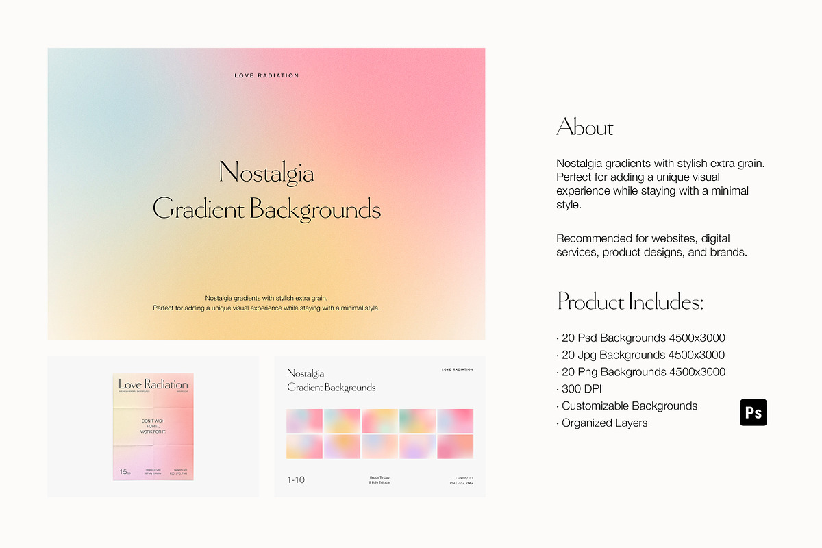 BUNDLE Grainy Gradient Backgrounds, an Object Graphic by Love Radiation Studio (Photo 16 of 23)
