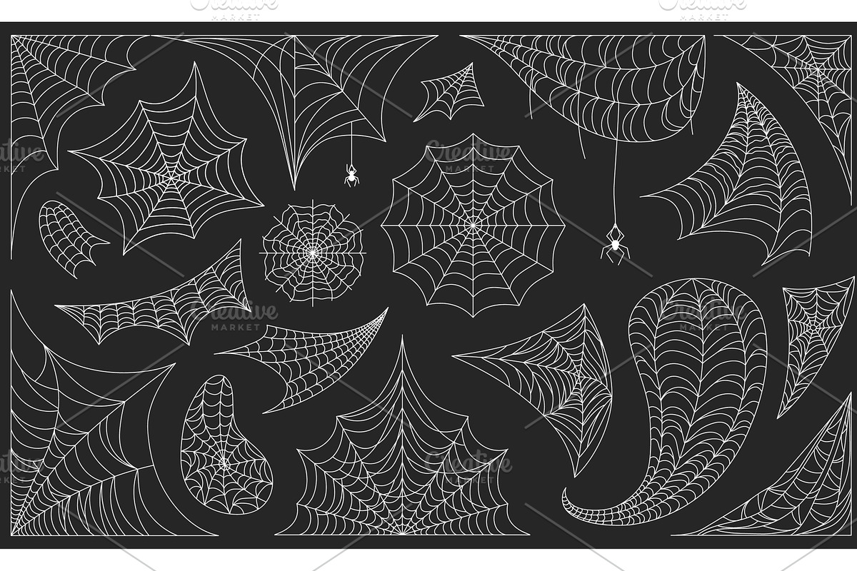 Halloween cobwebs with spiders, an Animal Illustration by Frogella