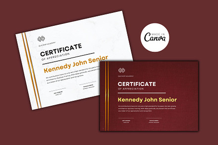 2 Certificate Canva Design Templates, a Branding & Logo Template by MK Creatives