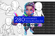 Kids Procreate Body Poses Stamps, a Brush Add-On by Selentaori Studio (Thumbnail 1 of 11)