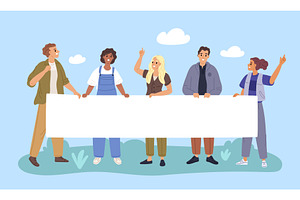 People group holding long blank, a Person Illustration by YummyBuum