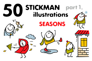 Cartoon seasons set 1., a Person Illustration by eka panova
