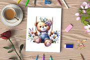 Watercolor Funny Teddy Bear Clipart, an Illustration by CraftArtStudio (Thumbnail 3 of 5)