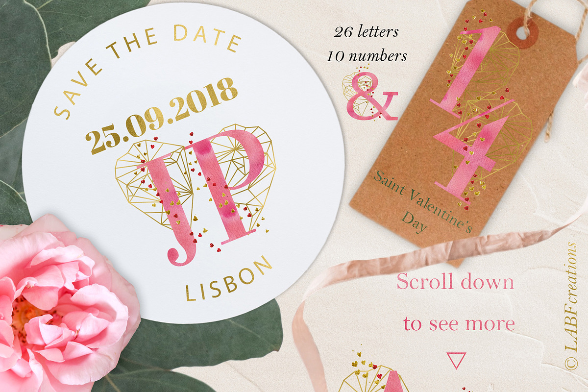 Saint Valentine's Day watercolor kit, a Texture Illustration by LABFcreations (Photo 8 of 13)