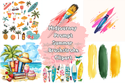 Prompt Summer Brushstroke Clipart, a Decorative Illustration by Creative design (Thumbnail 1 of 7)