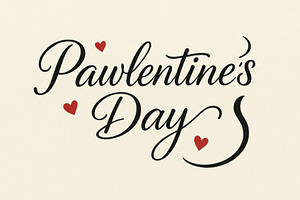 Pawlentines Day text with red hearts, a Photo by Dvoevnore photos