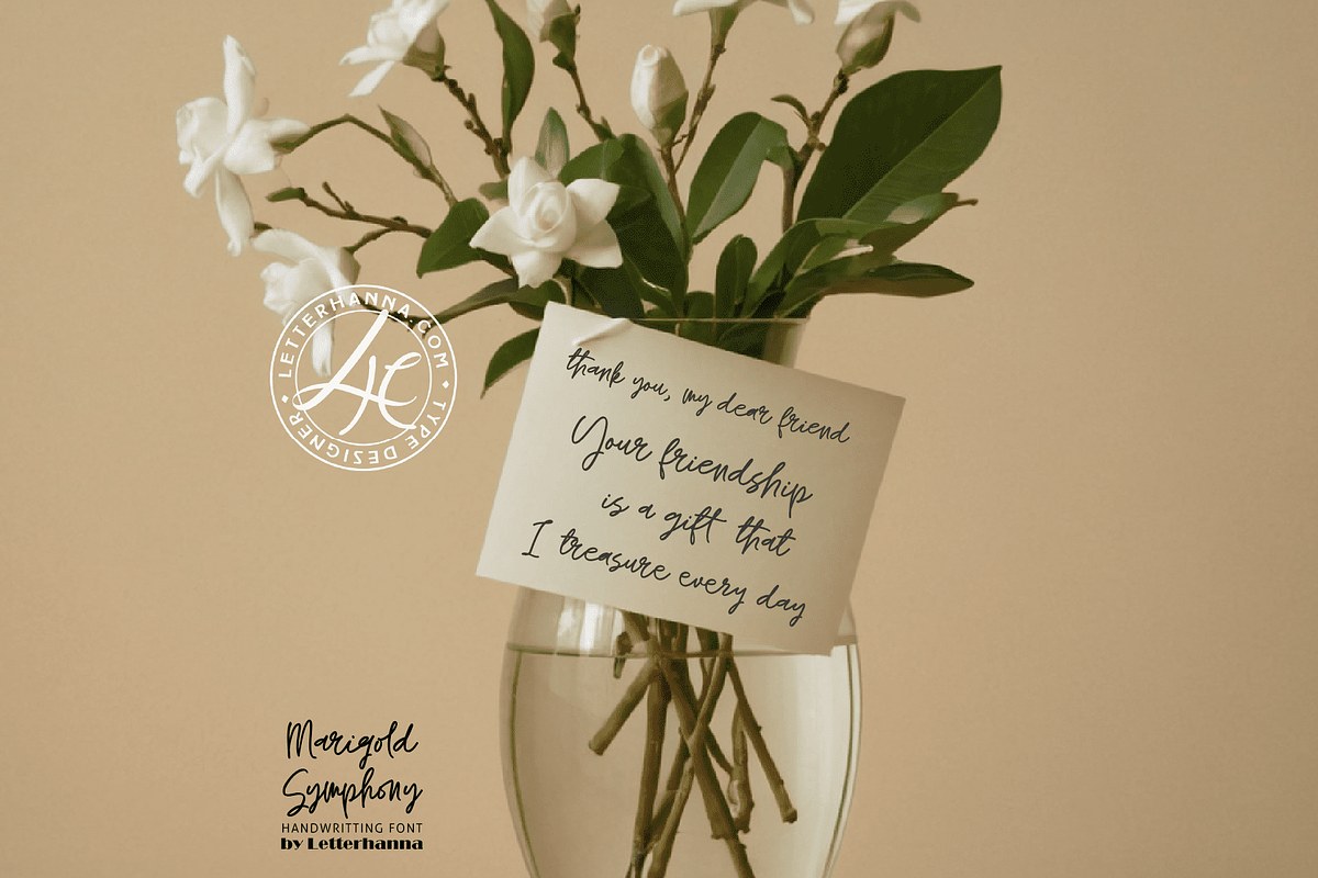 Marigold Symphony Wedding Font, a Handwritten Font by Letterhanna Studio (Photo 7 of 16)