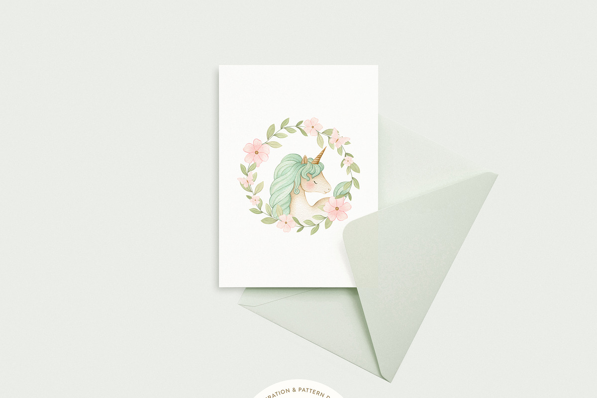 Watercolor Magic Rainbow Unicorn Set, a Decorative Illustration by Carol Lozove (Photo 21 of 74)