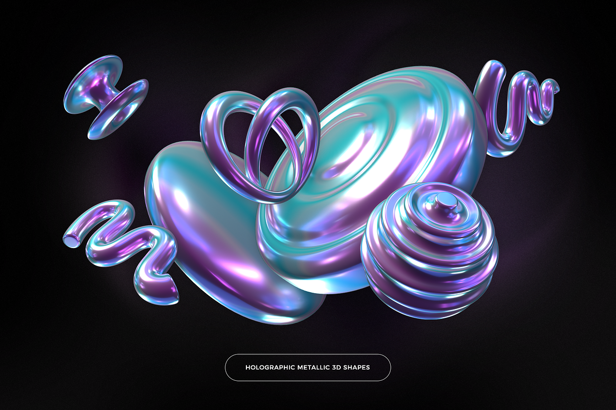 Holographic metallic 3D shapes, an Object Graphic by Fox's Monday (Photo 2 of 10)