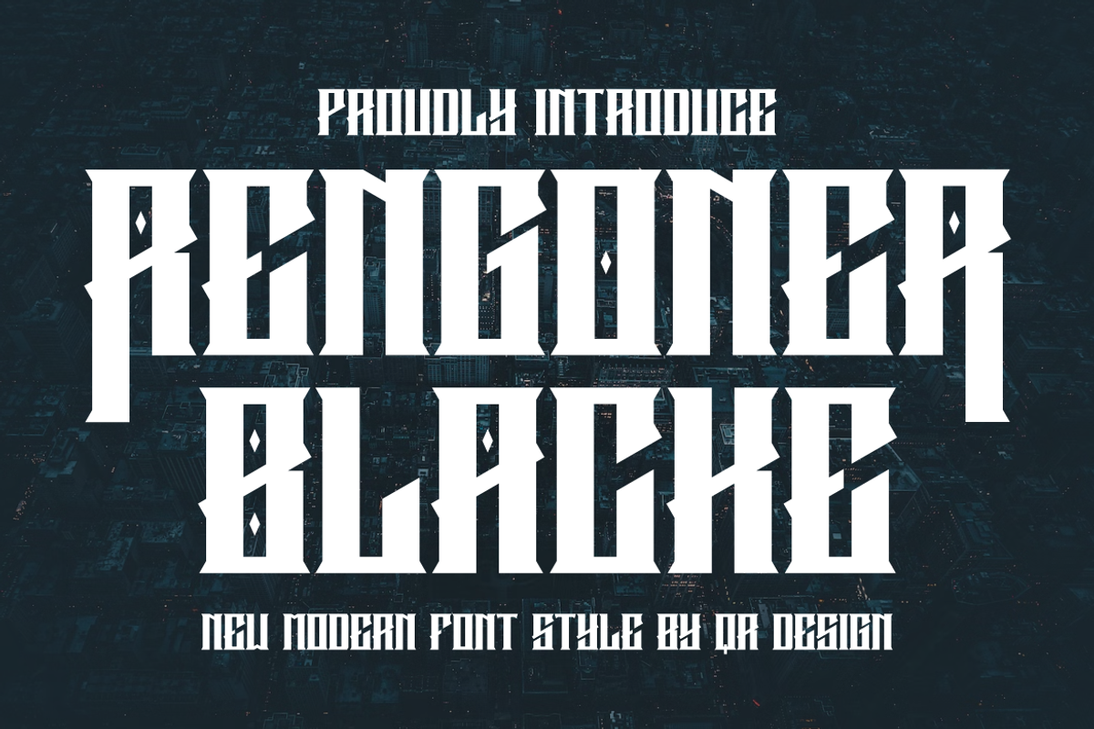 Rengoner Blacke, a Serif Font by QR Design Studio (Photo 1 of 9)
