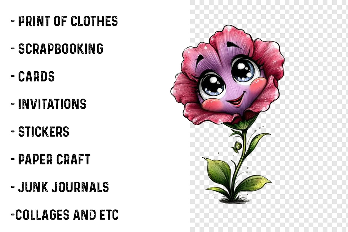 Funny Cartoon Flowers Clipart, an Illustration by SinaCreation (Photo 4 of 9)