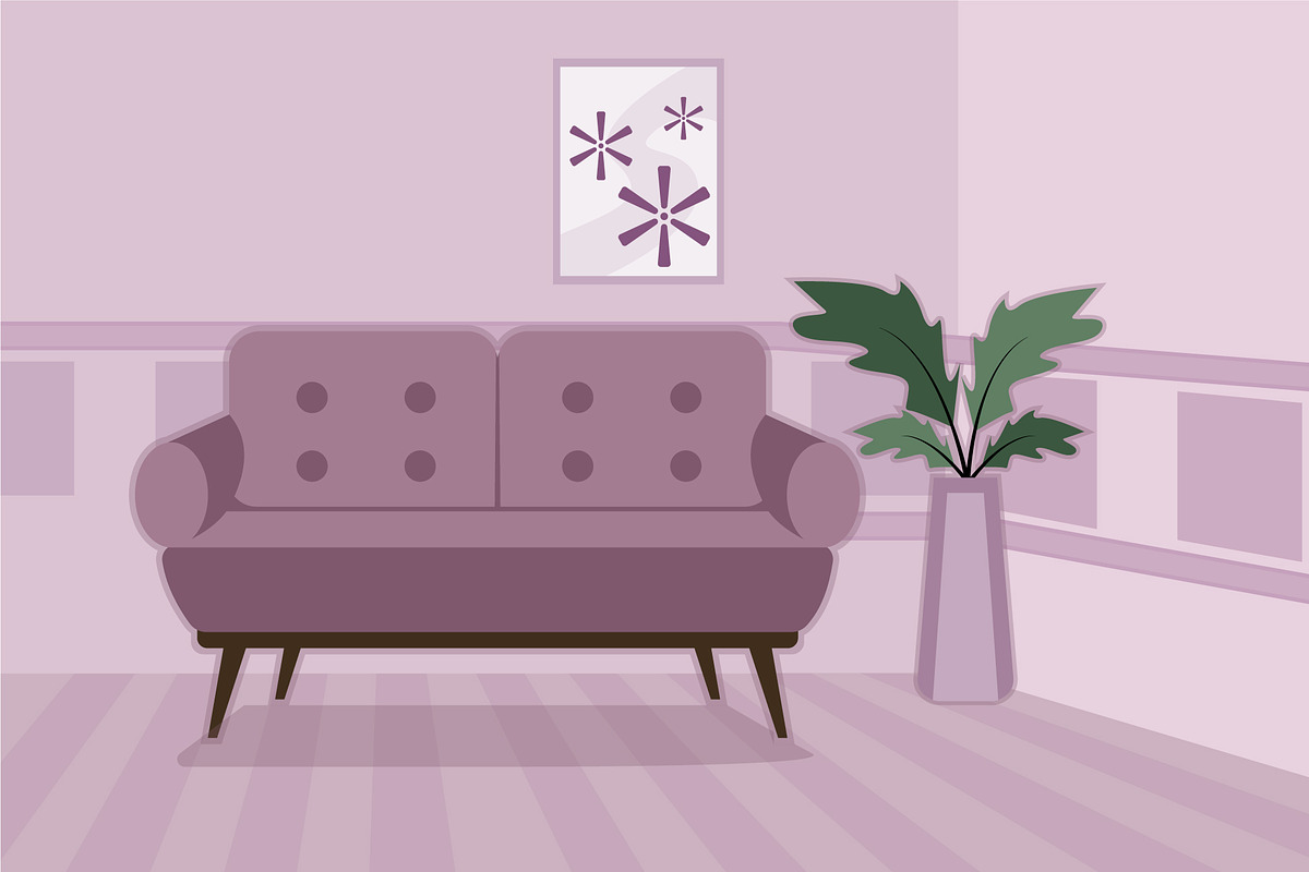 living room vector illustration, a Decorative Illustration by zyxroun shop