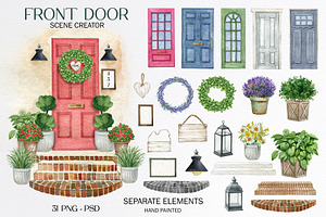 Watercolor front door scene creator