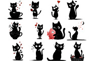 Whimsical Valentine Black Cat, an Illustration by DreamArtGraphic (Thumbnail 2 of 4)