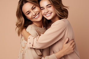 Photo of mom and daughter hugging