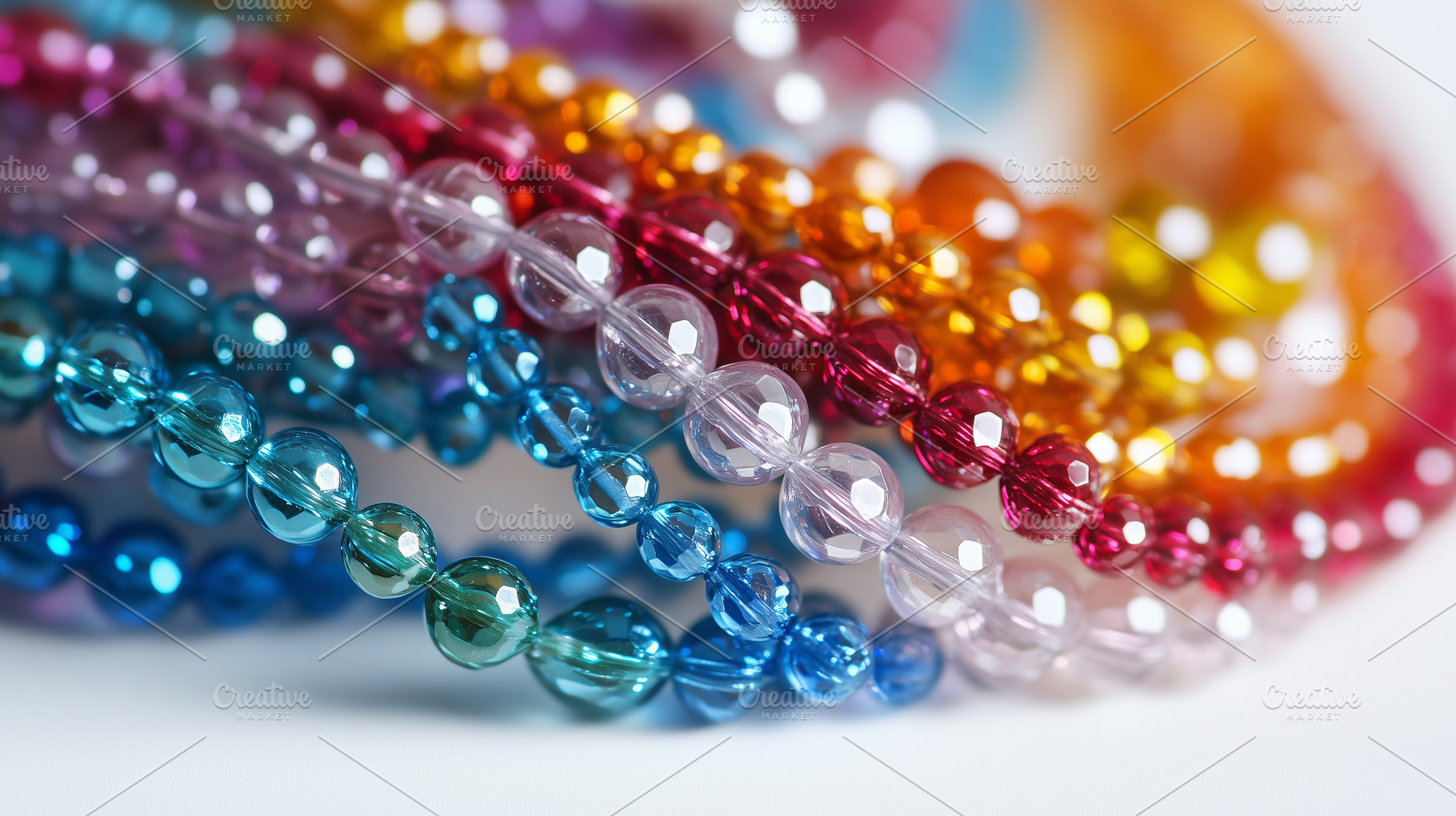 Strings of colorful glass beads, a Background Photo by MistyDay