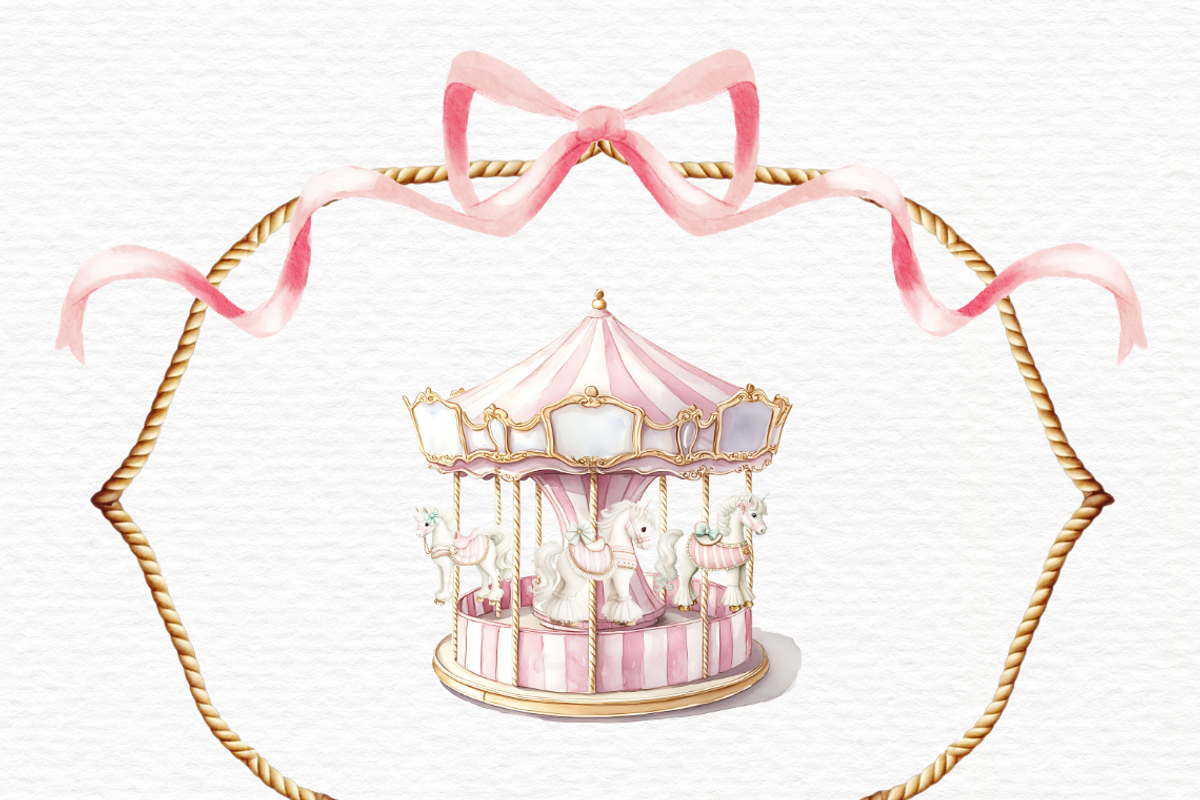 Carousel watercolor horses clipart, a Decorative Illustration by Invite to Clipart (Photo 6 of 6)