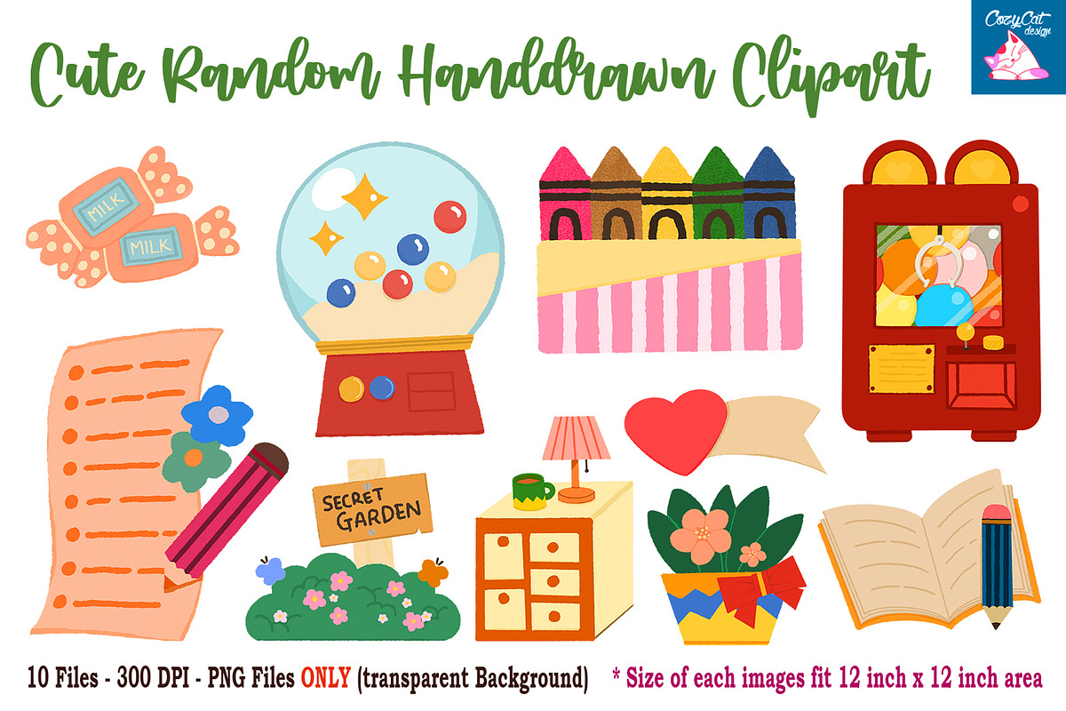 Cute Random Handdrawn Clipart, an Object Graphic by Cozy Cat Design (Photo 1 of 3)