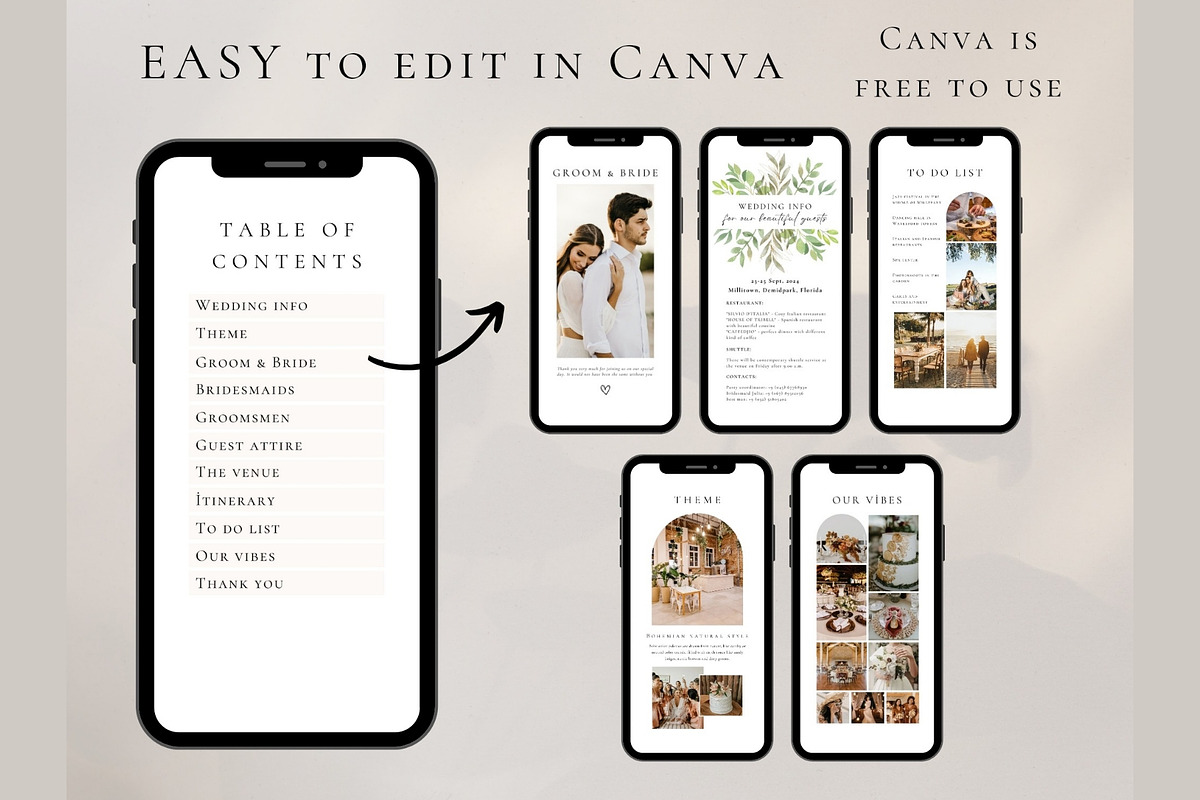 Wedding mood board mobile template, a Social Media Template by EvaTemplates (Photo 2 of 7)