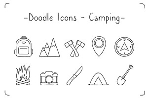 Camping Doodle Icons