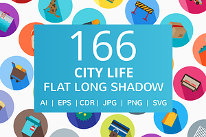 166 City Life Flat Icons