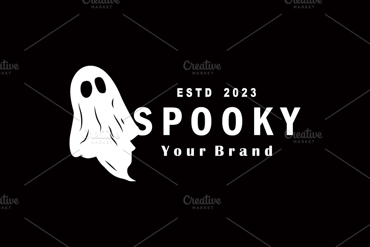 Spooky Ghost Logo Simple Halloween, a Branding & Logo Template by Maylianaw28