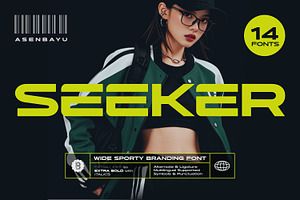 Seeker - Wide Sporty Branding Font, a Sans Serif Font by Asenbayu