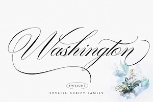 Washington | Stylish Script Family, a Script Font by Sealoung