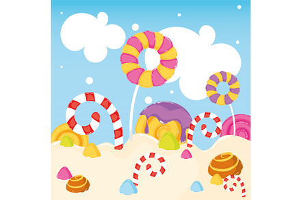 Candyland landscape Vector, a Food Illustration by studioDK
