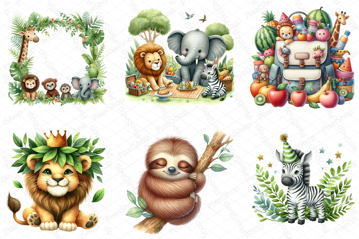 Safari Watercolor Jungle Animals, an Illustration by DreamPrint404 (Photo 4 of 6)